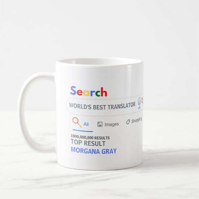 Mug WORLDS MEILLEUR TRADUCTEUR Recherche de nouveauté (Gauche)