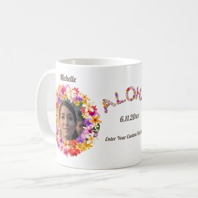 Mug Wreath Hawaïenne Avec 2 Portraits Personnalisés (Devant gauche)