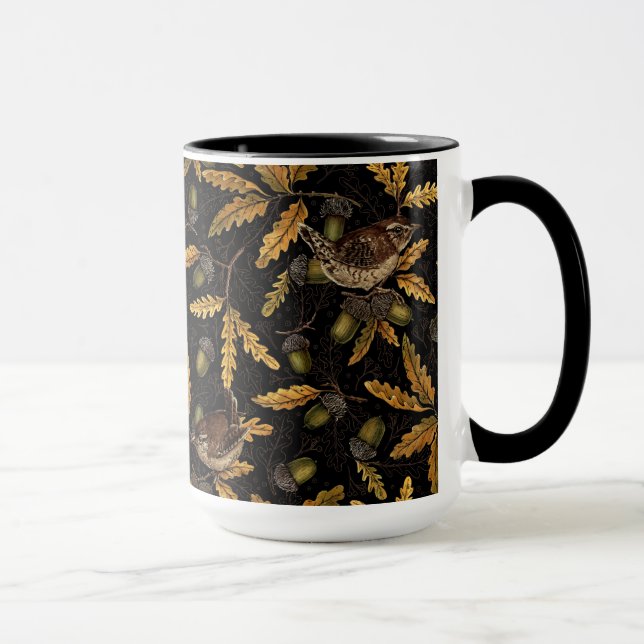 Mug Wrens et cors sur noir (Droite)