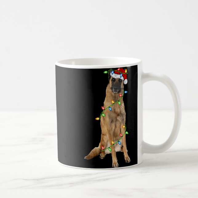 Mug Xmas Lights Santa Hat Malinois Dog Christmas Premi (Droite)