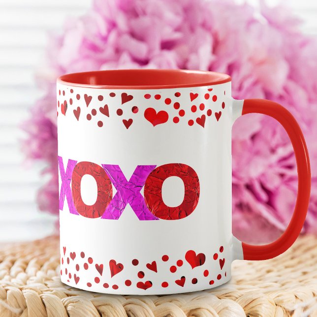 Mug XOXO Red Pink Foil mignonne Bold Valentine's Day (Créateur téléchargé)