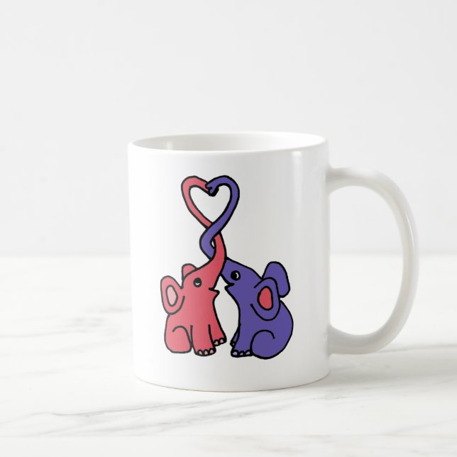Mug XX bande dessinée d'amour d'éléphant (Droite)