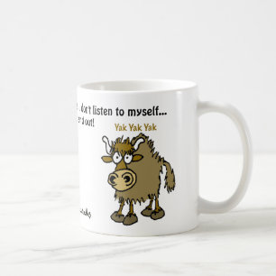 Mug Yaks de bande dessinée. Parler trop.