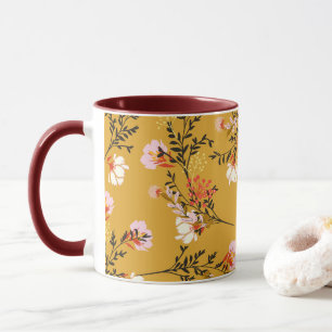 Mug Yellow background flowers