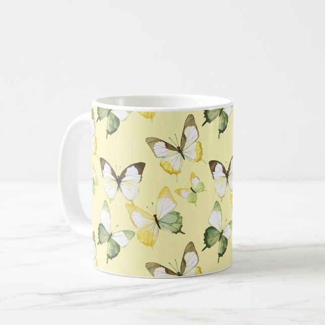 Mug Yellow Green Butterflies (Devant gauche)