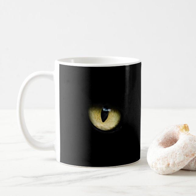 Mug Yeux de chat noir | Macro oeil chat (Avec donut)