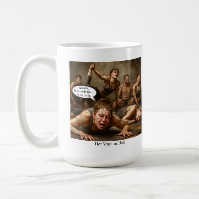 Mug Yoga chaud en enfer. (Gauche)
