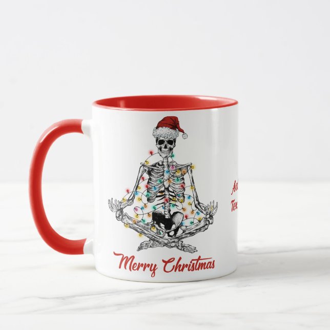 Mug Yoga éffrayant Squelette Joyeux Noël fêtes Noël No (Gauche)
