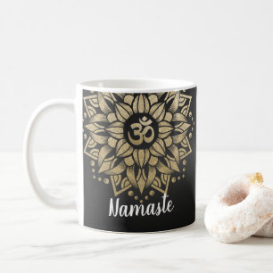 Mug Yoga Méditation Instructeur or Mandala Om Symbole