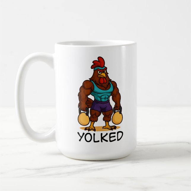 Mug Yolked Rooster – Funny Strong Chicken Kettlebell (Gauche)