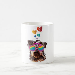 Mug Yorkie Chien avec Coeurs Saint-Valentin