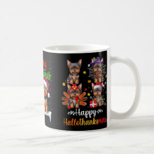 Mug Yorkshire Terrier Feux d'arbre de Noël Lumières Dr