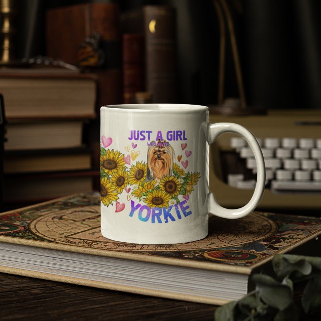 Mug Yorkshire Terrier Lover Tournesol Trainer Floral (Créateur téléchargé)