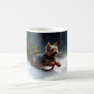 Mug Yorkshire Terrier neige de Noël hiver