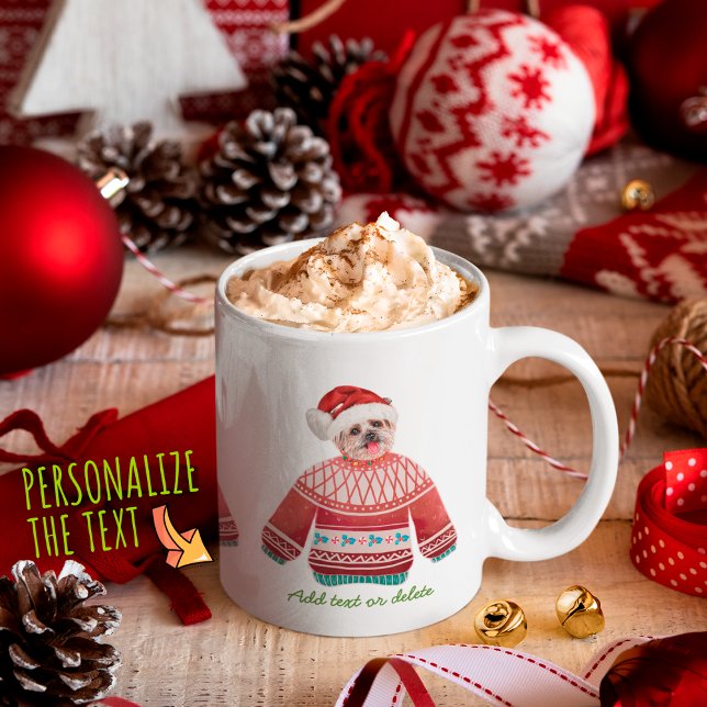 Mug Yorkshire Terrier portant un pull moche de Noël Ch (Créateur téléchargé)