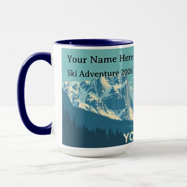 Mug Yosemite Winter Retro: Half Dome & Snow Peaks (Gauche)