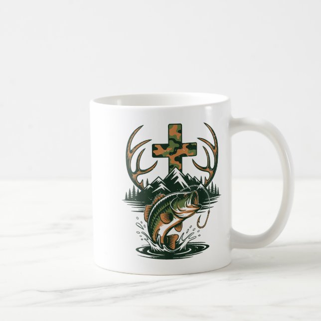 Mug Youth Camo Faith Hunting Fishing Cross Fisherman C (Droite)