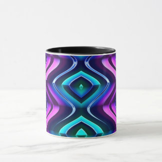 Mug ~ Zany 3D Fractal ~ Purple Aqua Black ~