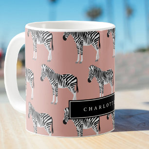Mug Zebra Exotic Animal Motif rose pâle