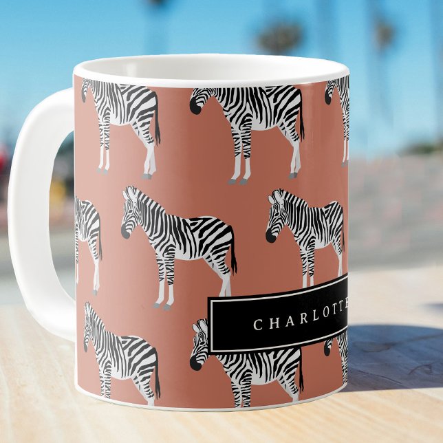 Mug Zebra Exotic Animal Motif Terracotta Orange (Zebra Exotic Animal Pattern Terracotta Orange Coffee Mug)