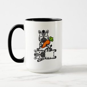 Mug Zèbre joyeux mignon avec un carrotte dessin animé 