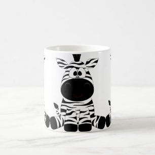 Mug Zèbre mignon, drôle, heureux de bande dessinée.