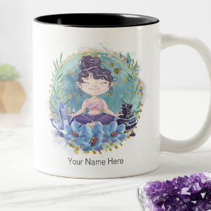 Mug Zen Girl Yoga Spa Rocks Crystals Fleurs Spirituell