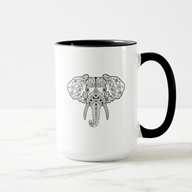 Mug Zentangle a inspiré l'éléphant (Droite)