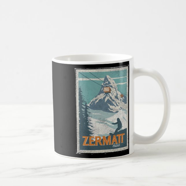 Mug Zermatt Suisse Ski d'hiver Snowboard Ski (Droite)