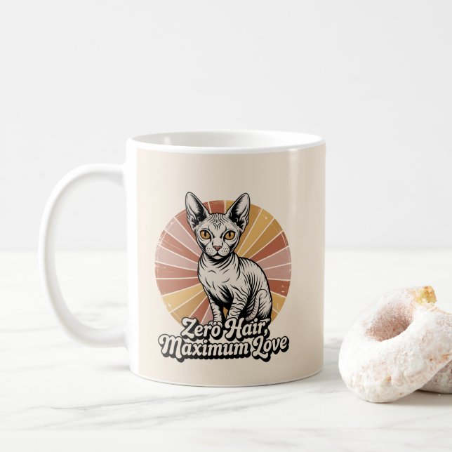 Mug Zéro Cheveux Amour Maximum Sphynx Rétro (Avec donut)