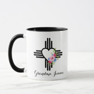 Mug Zia Heart avec Fleurs Café Cadeau Personnalisé
