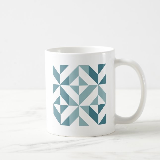 Mug ZigZag géométrique vert turquoise à deux tons (Droite)