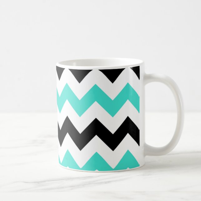Mug Zigzag noir blanc turquoise (Droite)