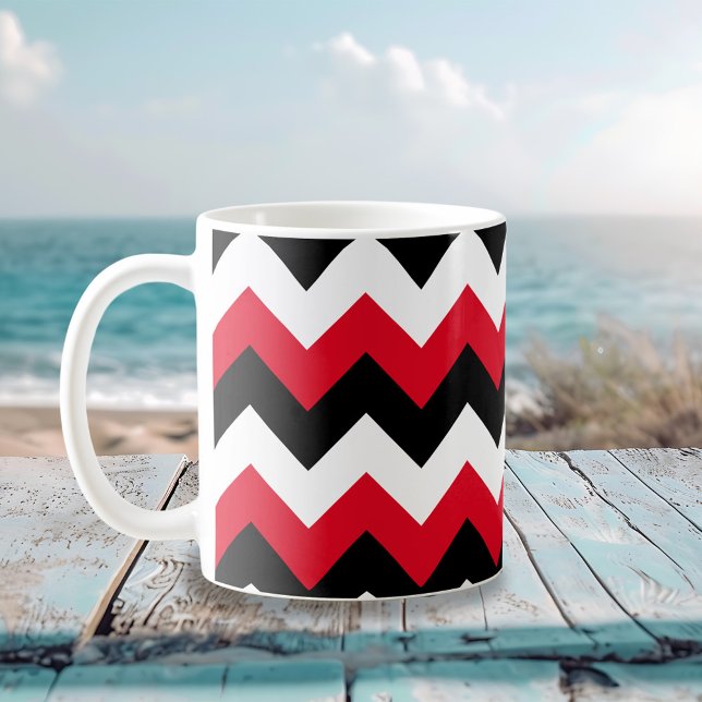 Mug Zigzag noir et blanc rouge (Red Black and White Zigzag Coffee Mug)