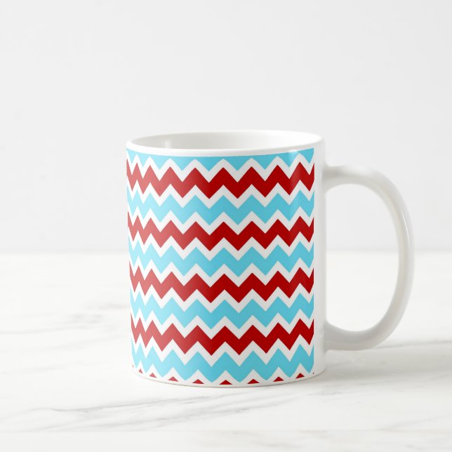 Mug Zigzags rouges de Chevron de turquoise turquoise à (Droite)
