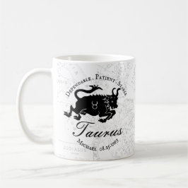 Mug Zodiac Taurus Personnalisé noir blanc Traits d'ast