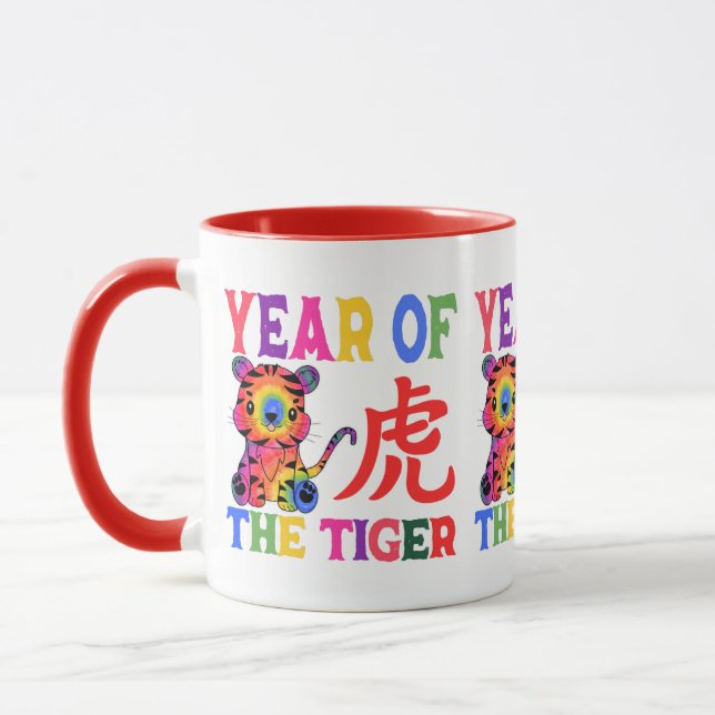 Mug Zodiaque chinois - Année du tigre en arc-en-ciel (Gauche)