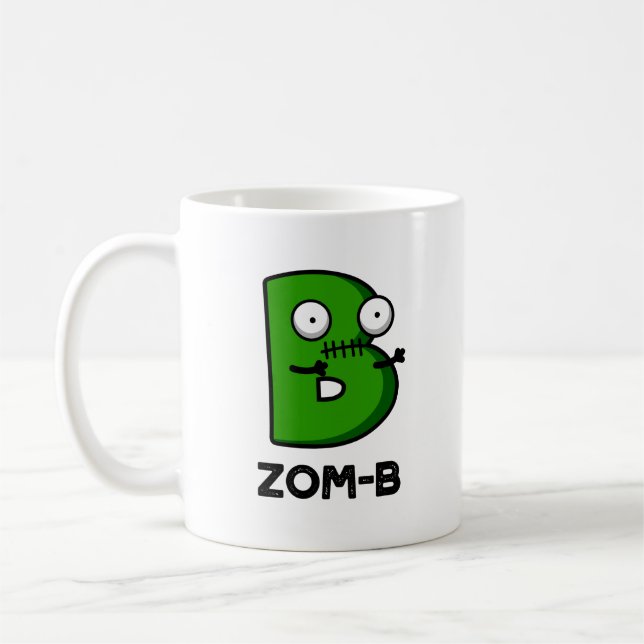 Mug Zomb-b Drôle Halloween Zombie Alphabet B Pun (Gauche)