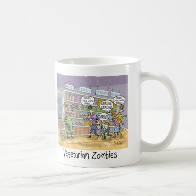 Mug Zombies végétariens Vous voulez des GRAINS, DES GR (Droite)