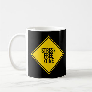 Mug Zone sans stress tendance Citation Jaune Noir