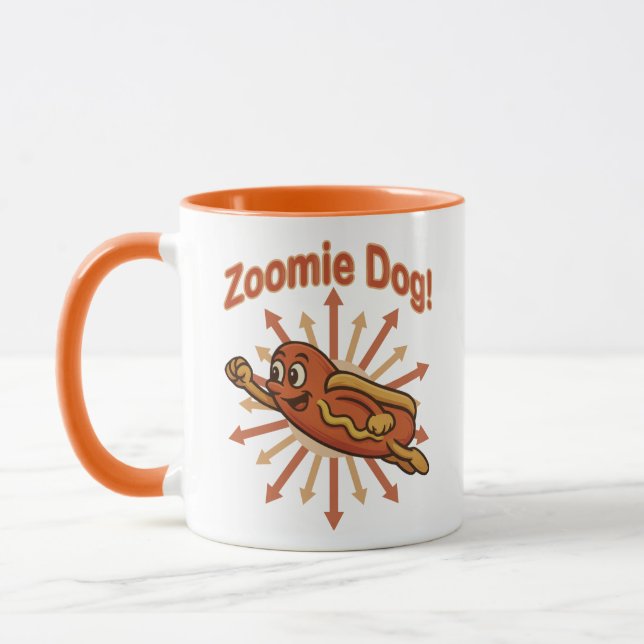 Mug Zoomie Chien volant Hot Dog Cartoon - Fun Retro (Gauche)