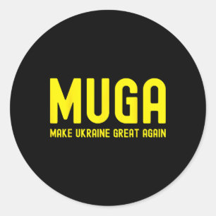 Muga Mach Ukraine wieder groß Ukrainisch Lustiger Runder Aufkleber