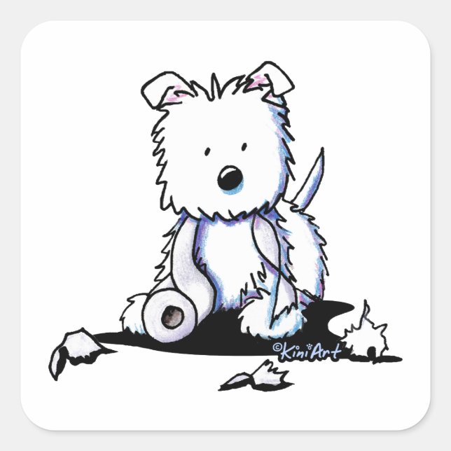 Muggles Westie TP Quadratischer Aufkleber (Vorderseite)