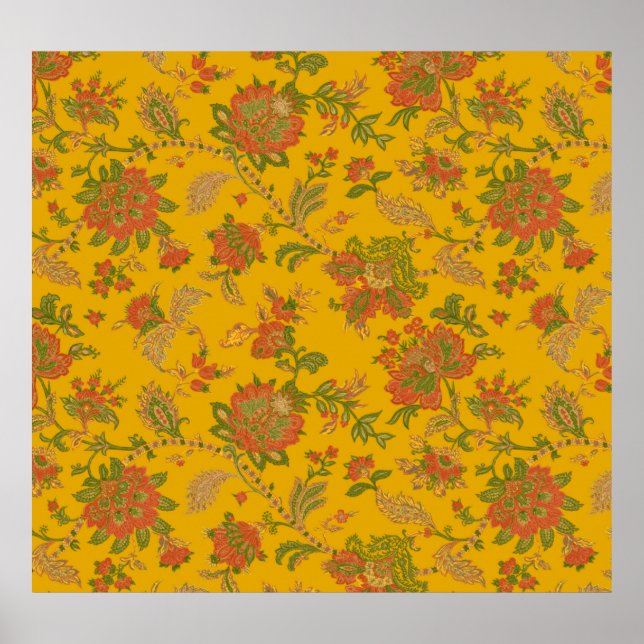 Mughal Art Motive und grenzt an textilen digitalen Poster (Vorne)