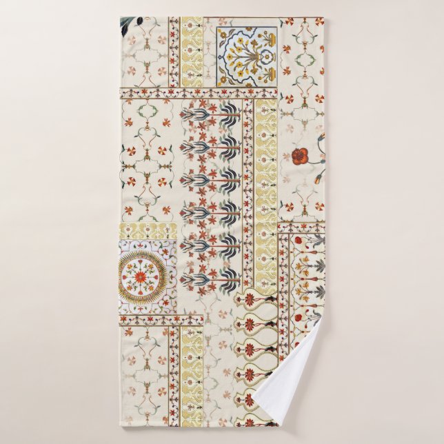 Mughal Floral Paisley: Ethnic Digital Elegance. Badehandtuch (Badehandtuch)