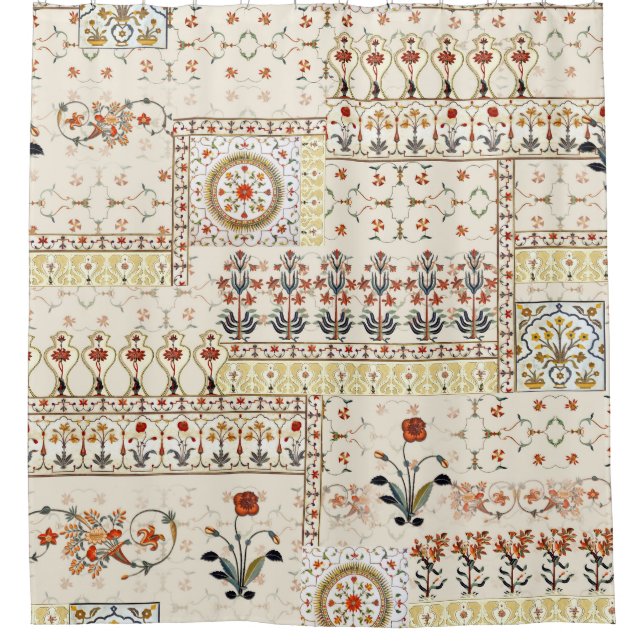 Mughal Floral Paisley: Ethnic Digital Elegance. Duschvorhang (Vorderseite)