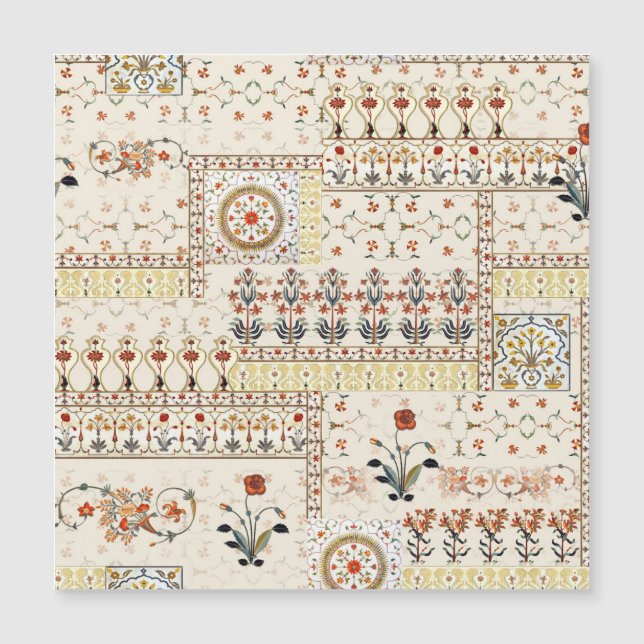 Mughal Floral Paisley: Ethnic Digital Elegance. Magnetkarte (Vorderseite)