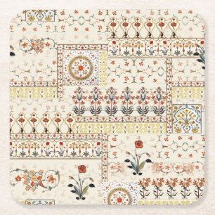 Mughal Floral Paisley: Ethnic Digital Elegance. Rechteckiger Pappuntersetzer