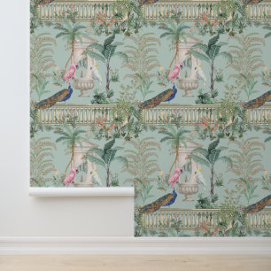 Mughal-Garten-Papagei-Pfau-Tropenwald Tapete
