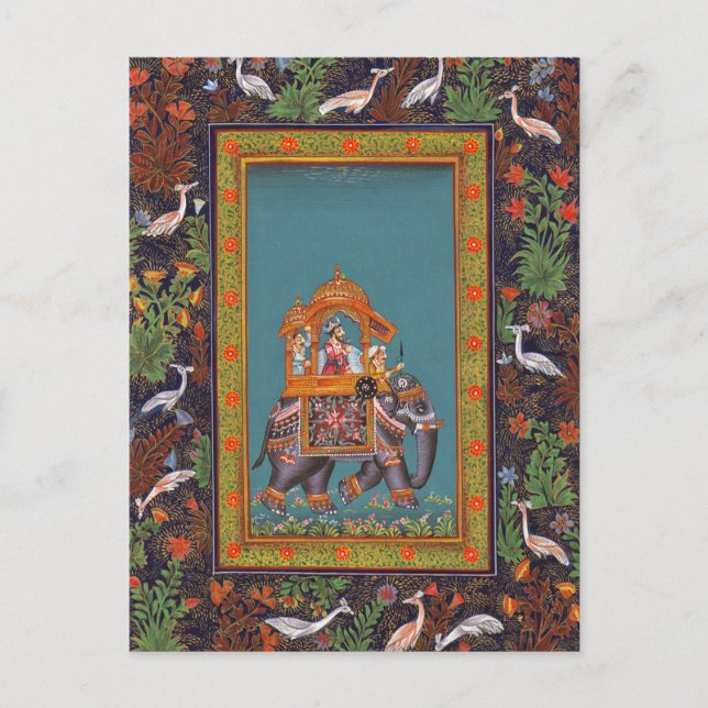 Mughal Indian India Islam Persian Persia Elephant Postkarte (Vorderseite)